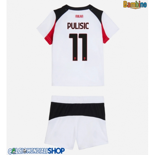 Maglie da calcio AC Milan Christian Pulisic #11 Seconda Maglia Bambino 2025-26 Manica Corta + Pantaloni corti)